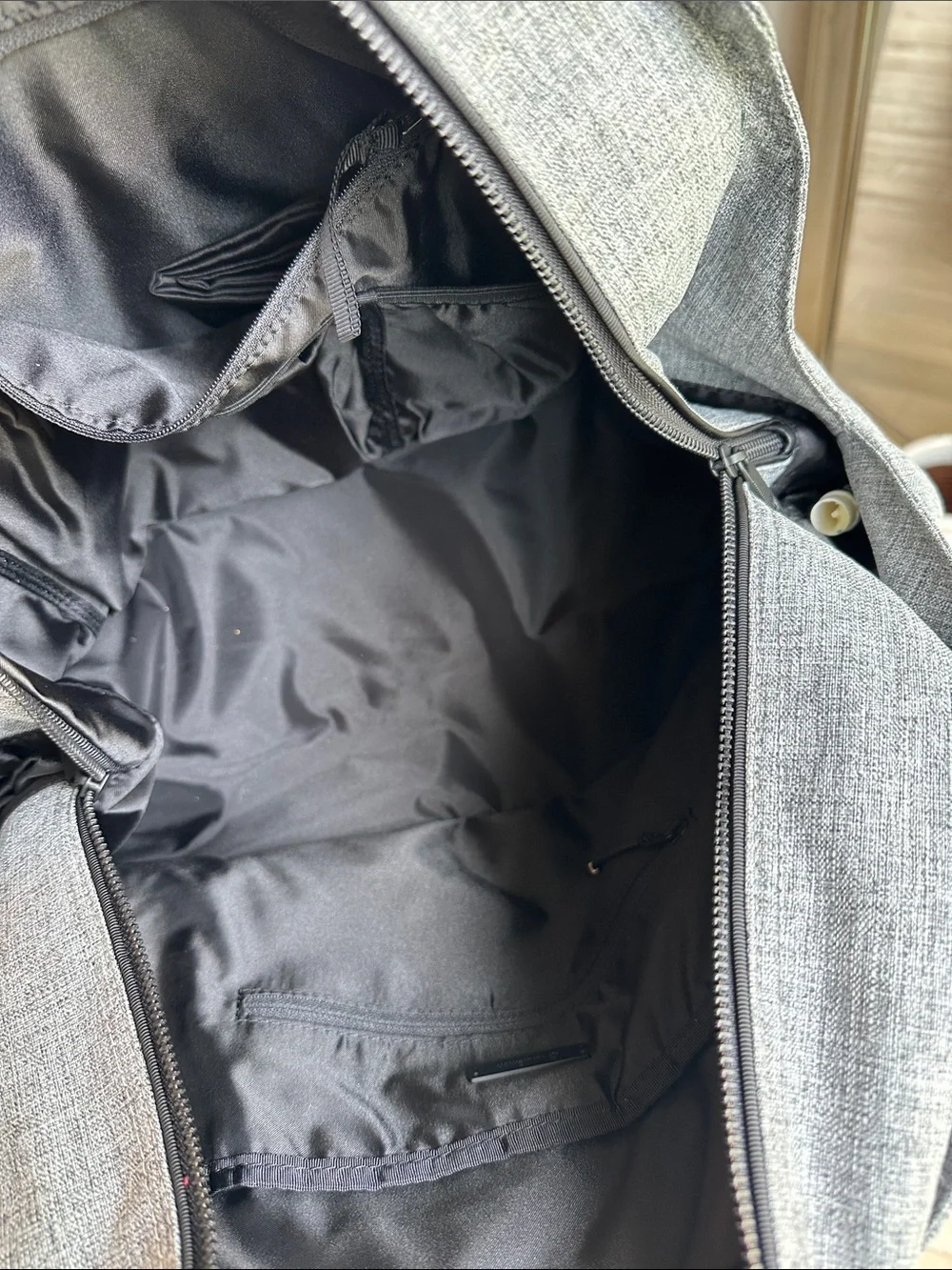 lululemon athletica Light Gray Duffel Bag with Black Handles